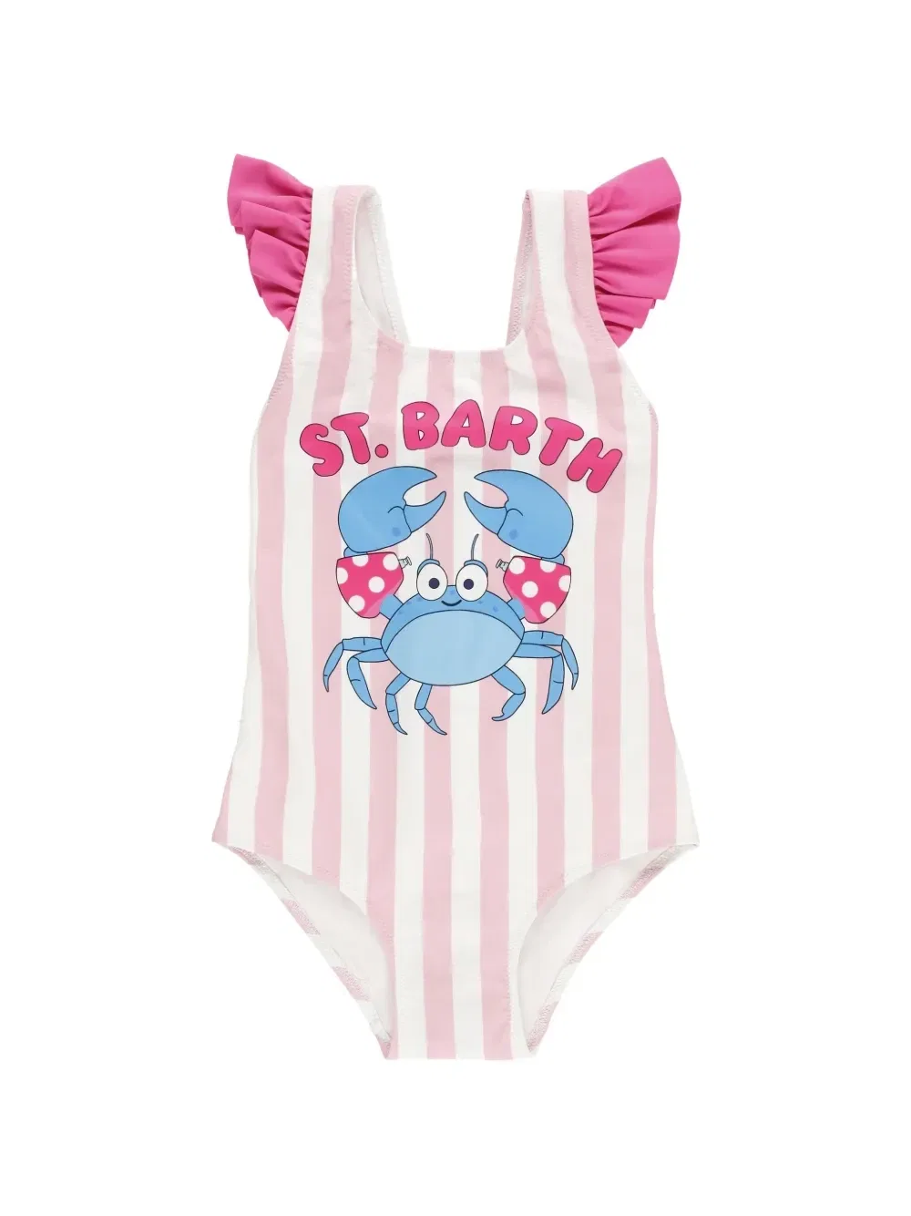 Carol, купальник в полоску с оборками Mc2 Saint Barth Kids, розовый