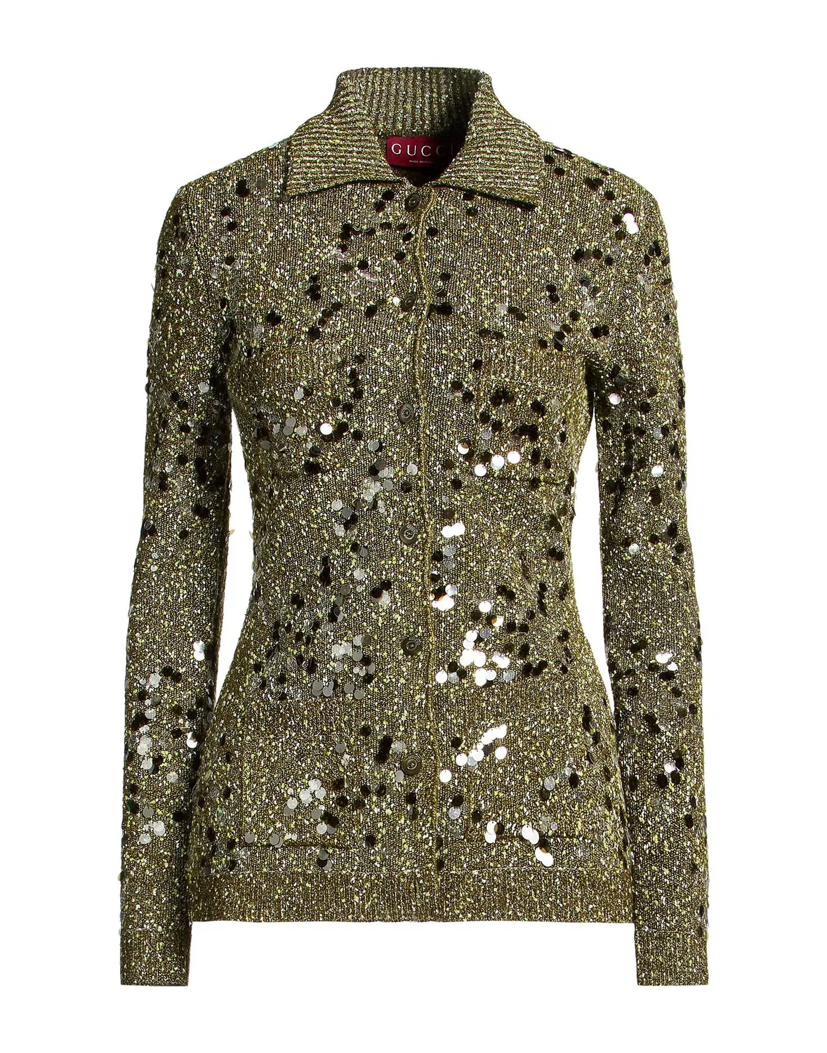Кардиган GUCCI из букле, с пайетками, хаки