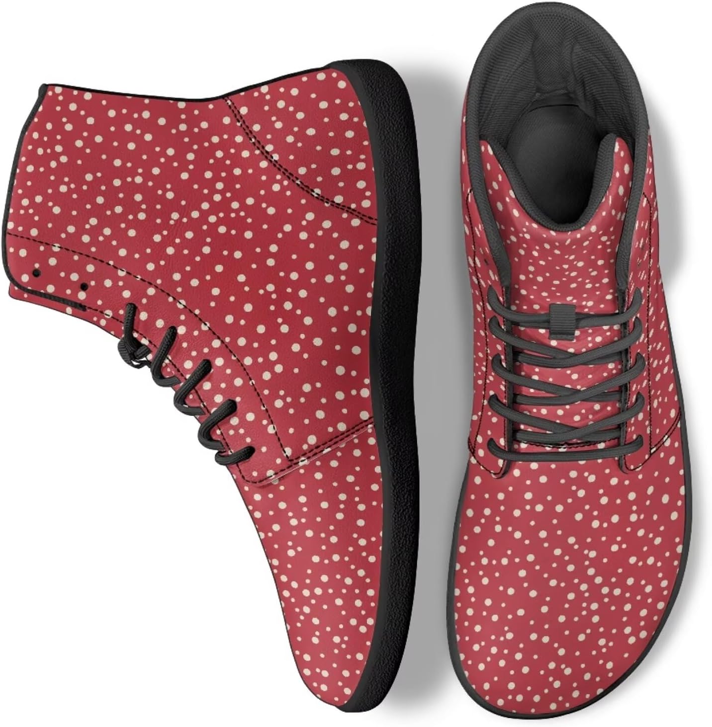 

Высокие кроссовки для ходьбы для мужчин и женщин с широким носком, беговые кроссовки из ПУ-кожи для тренировок Ecaestolph, красный