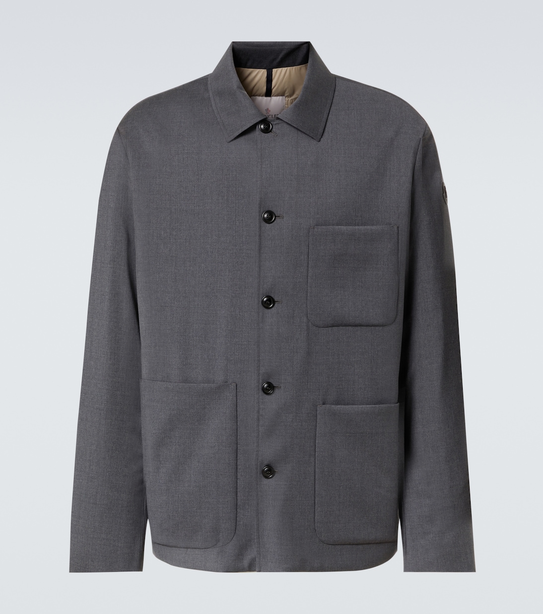 

Шерстяная пуховая рубашка с добавлением синтетики Moncler, Dark Gray Melange