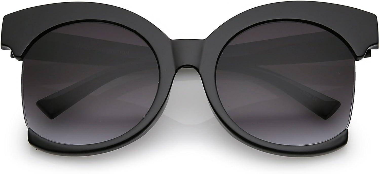 

zeroUV - Женские солнцезащитные очки большого размера в полуободковой оправе, с линзами нейтрального цвета, в форме «кошачьих глаз», диаметр линз 59 мм, Black / Lavender