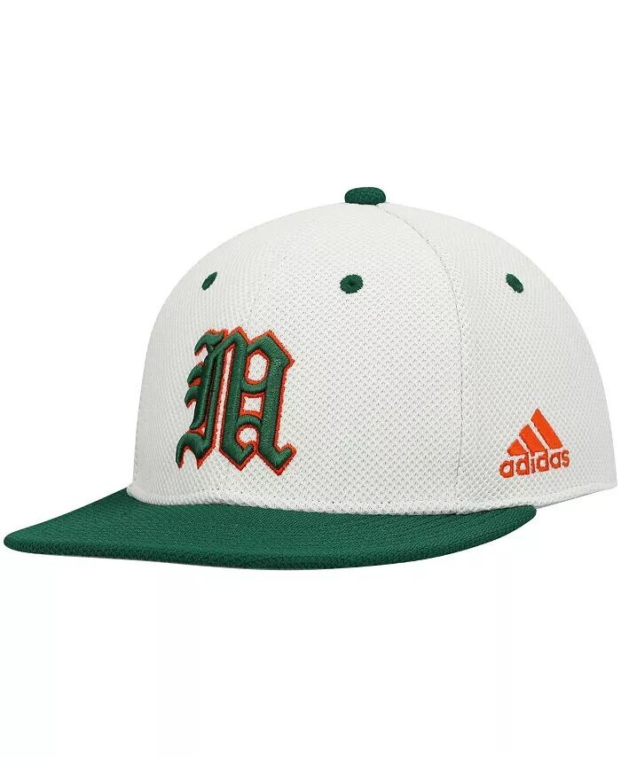 

Мужская кремовая, зеленая бейсбольная бейсболка Miami Hurricanes Adidas