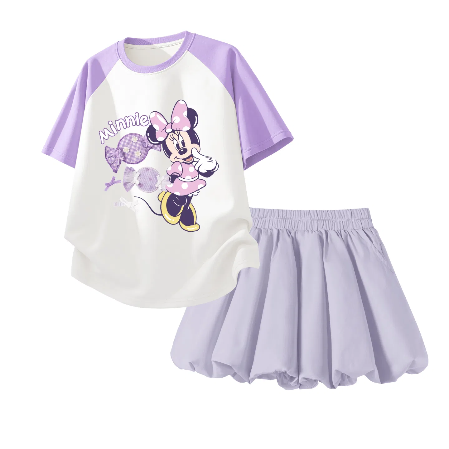 Спортивный костюм Casual Sportswear Disney для детей, цвет Денган Флорал Пурпурный Белый+Сплошной Лунный Пурпурный