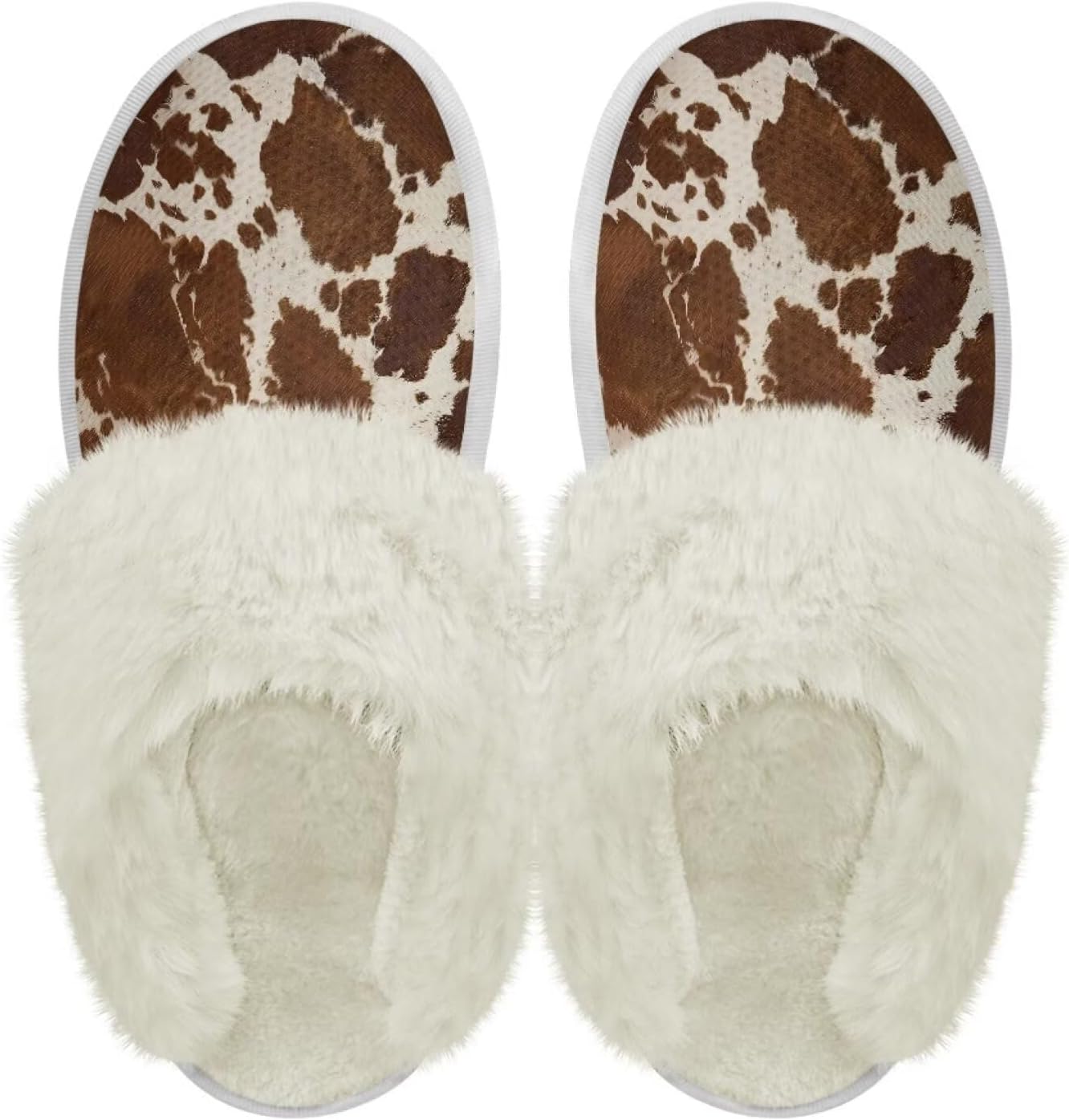 

Фланелевые тапочки с меховой отделкой и принтом коровы Chaqlin