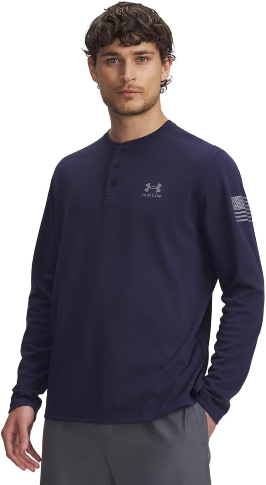 

Under Armour mens Cold Gear Infrared Freedom Henley, (410) Midnight Navy/Titan Gray, Красный, Under Armour mens Cold Gear Infrared Freedom Henley, (410) Midnight Navy/Titan Gray