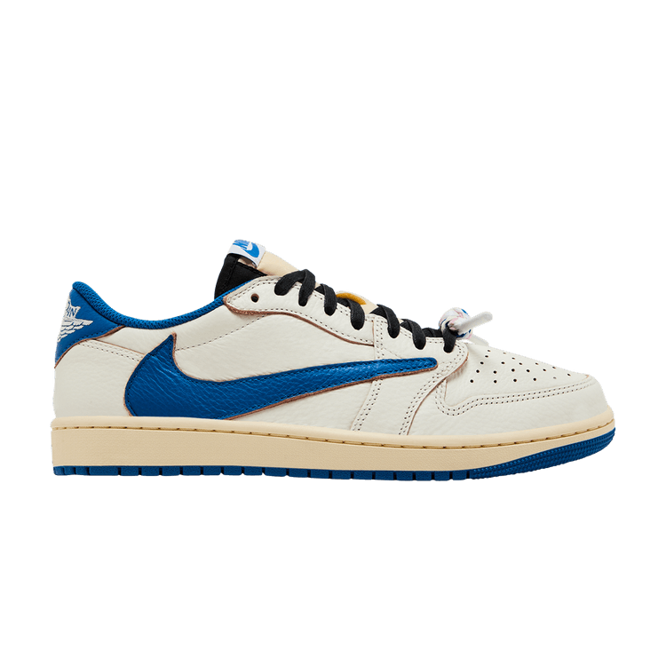 

Кроссовки Air Jordan Fragment Design x Travis Scott x Air Jordan 1 Retro Low OG SP 'Sail Military Blue', кремовый
