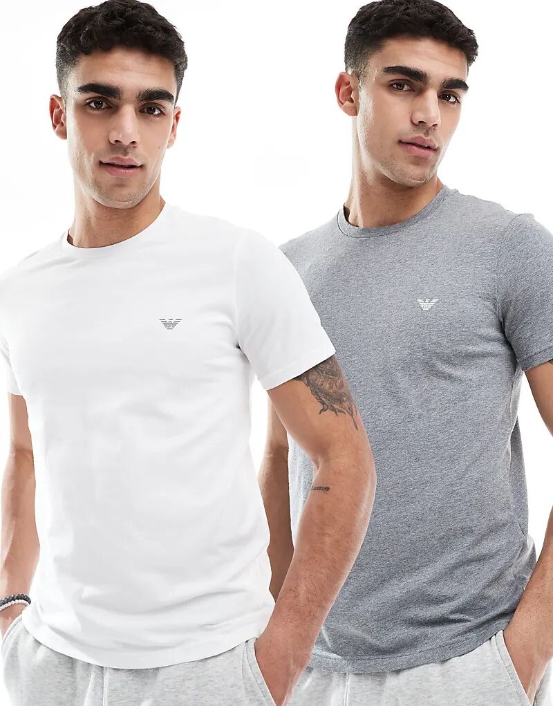 

Набор из двух футболок с логотипом Endurance Lounge Emporio Armani Bodywear белого и серого цветов
