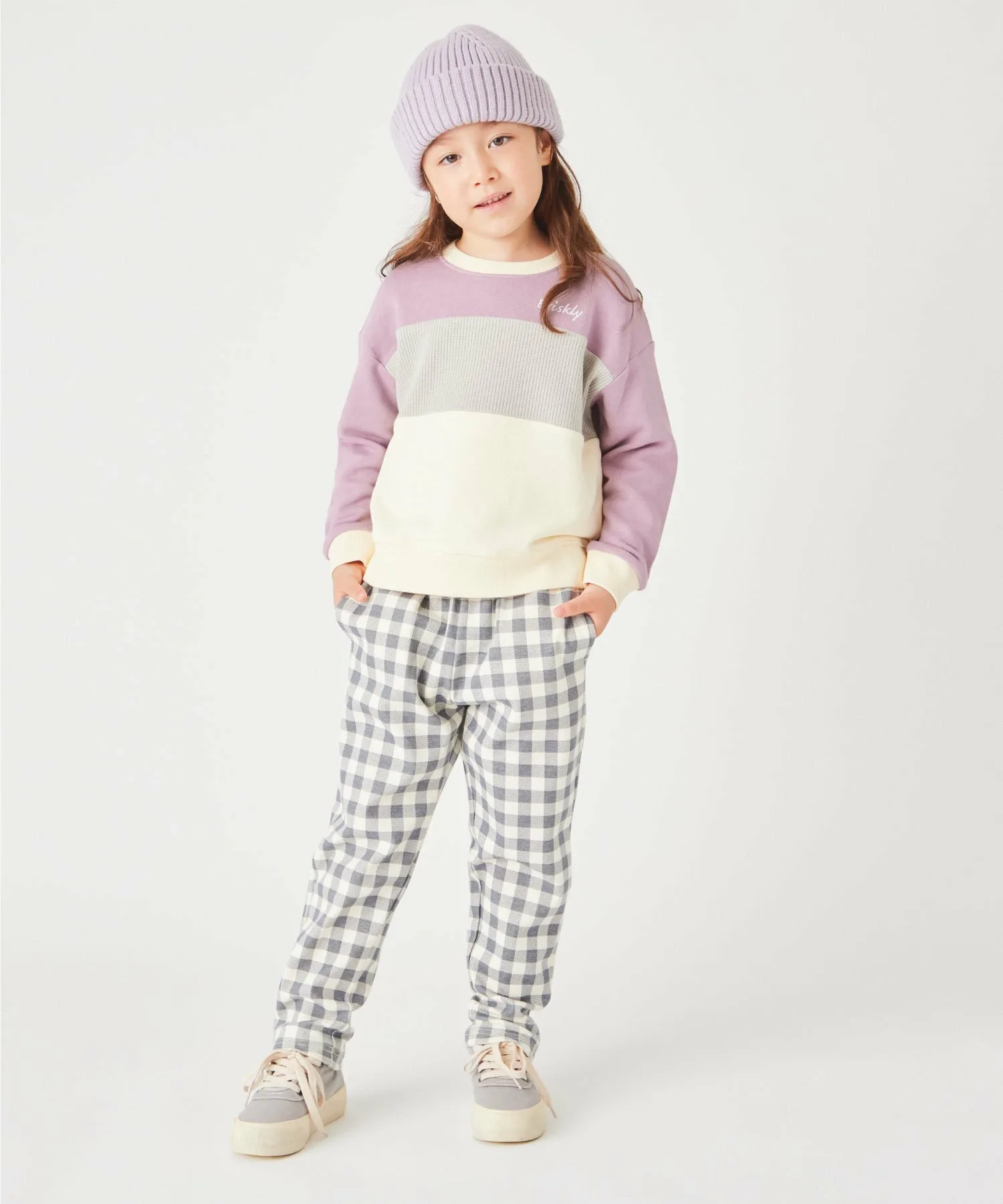 Брюки зауженного к щиколотке цвета флиса Ever Closet, Ivory x Gray A — фото 2