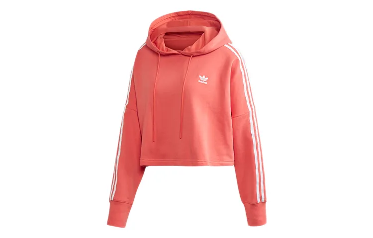 Adidas Originals Кроп худи Originals Trefoil женская "Trace Scarlet / White"