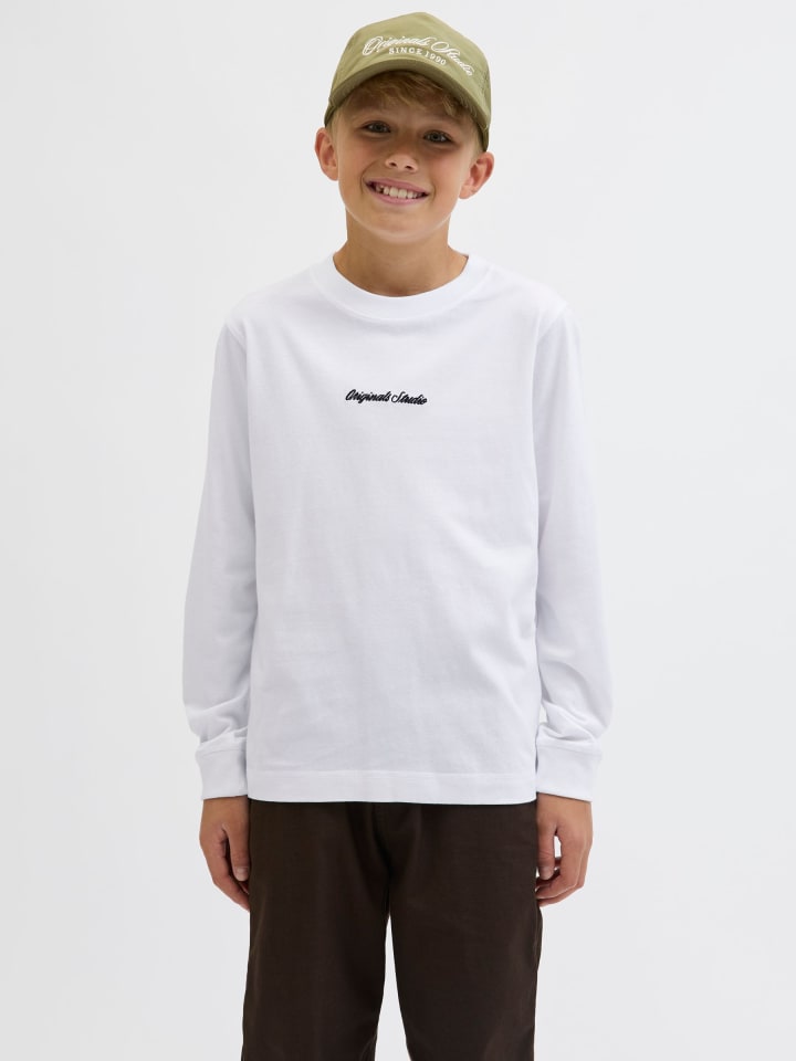 JACK & JONES Junior Толстовка с длинными рукавами, ярко-белого цвета — фото 2