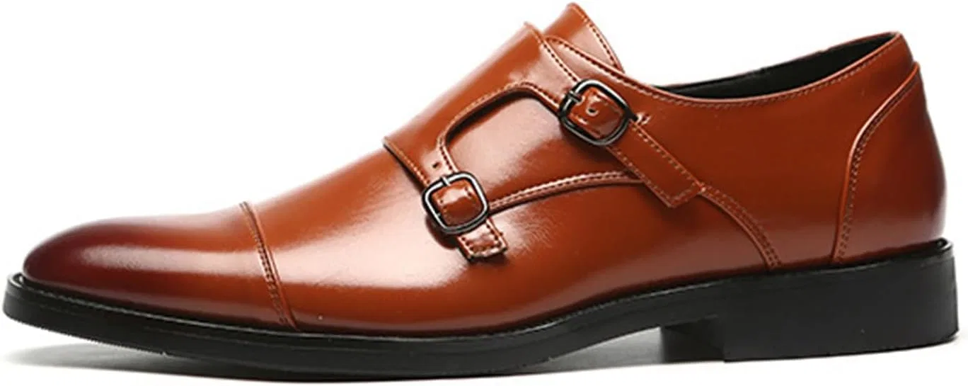 Лоферы мужские кожаные Double Monk Strap Shoes, коричневый Dwihuizes — фото 3