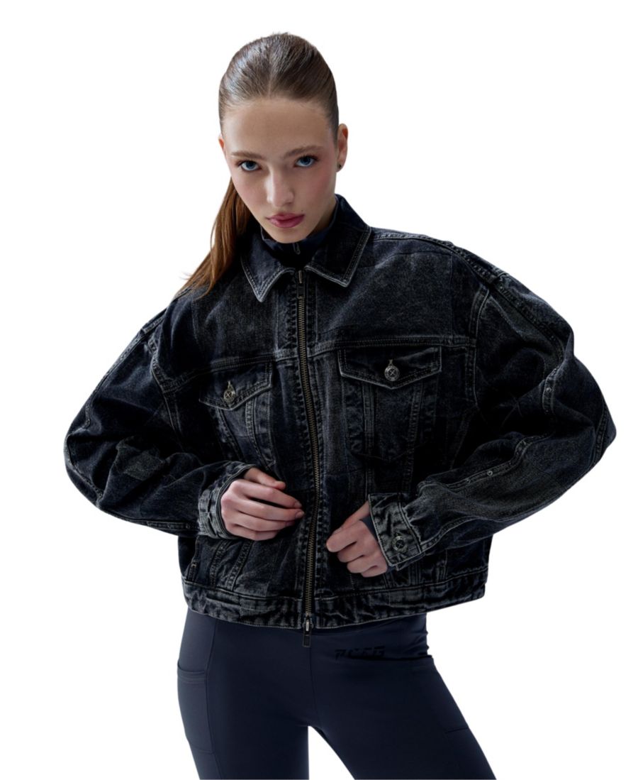 

Женская джинсовая куртка с цветовыми блоками PCFG, Jet black