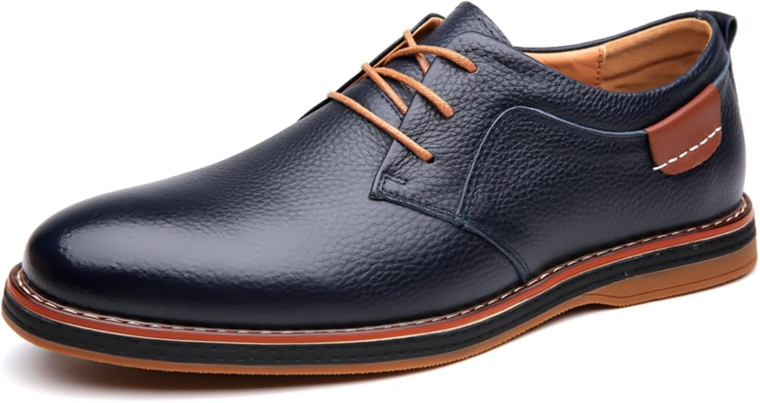 

Мужские оксфорды - повседневная кожаная стильная обувь, дышащие с шнуровкой, идеально подходят для офиса и официальных мероприятий Khwfjas, синий