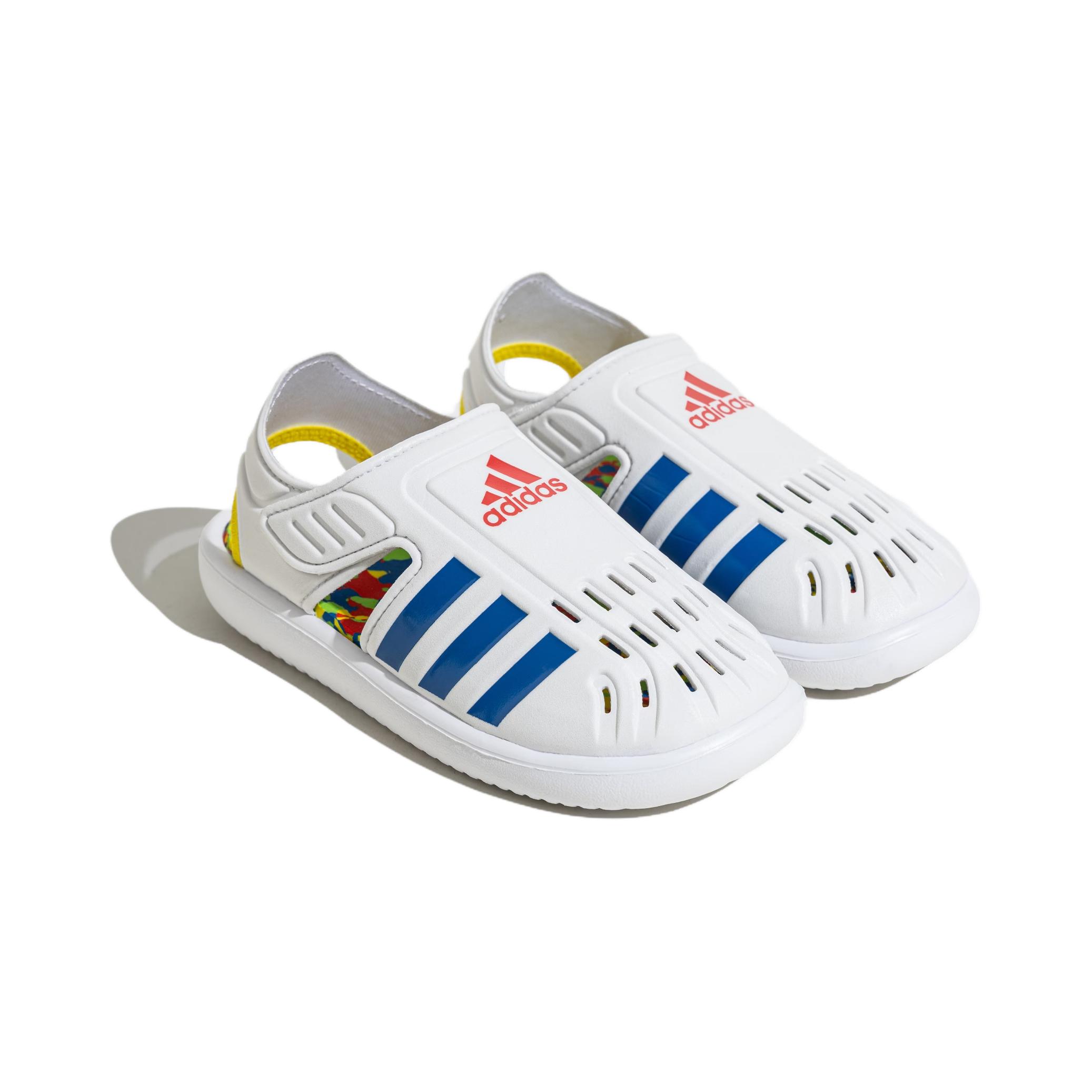Детские сандалии Adidas с закрытым носком, противоскользящие, с амортизацией, бело-голубые, для детей 3-7 лет — фото 3