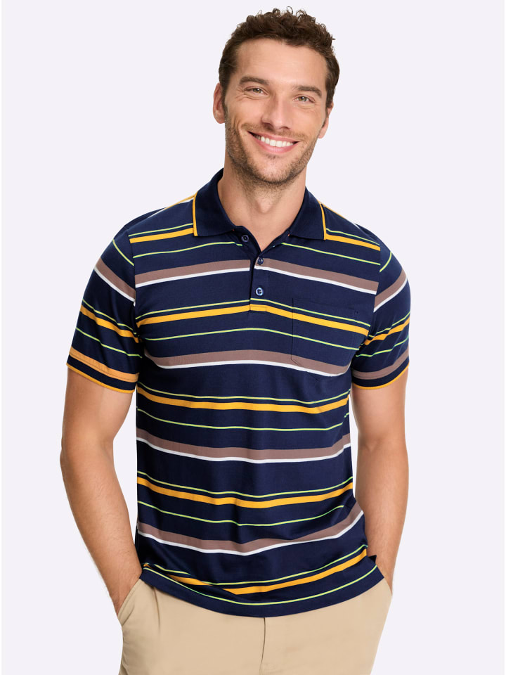 

Рубашка с короткими рукавами в темно-синюю и охристую полоску WITT WEIDEN