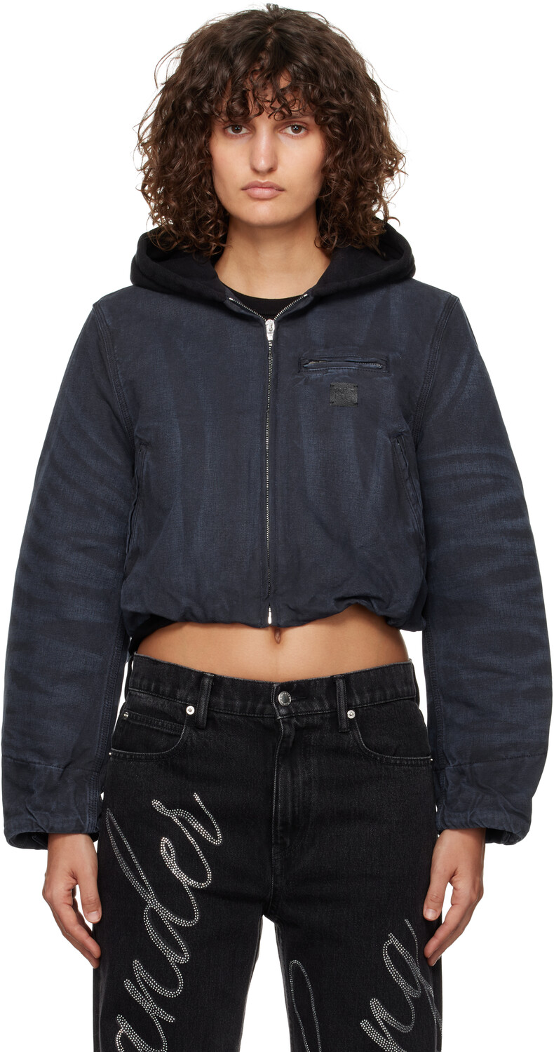 

Темно-синяя утепленная куртка с капюшоном на молнии alexanderwang.t