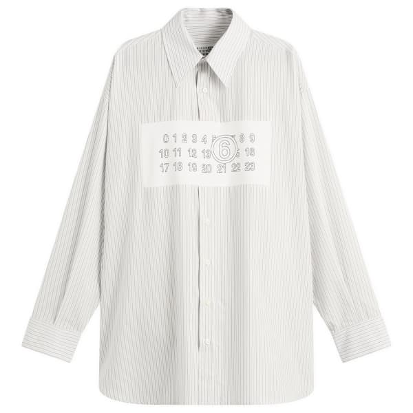 

Полосатая рубашка на пуловер Mm6 Maison Margiela, белый/серый