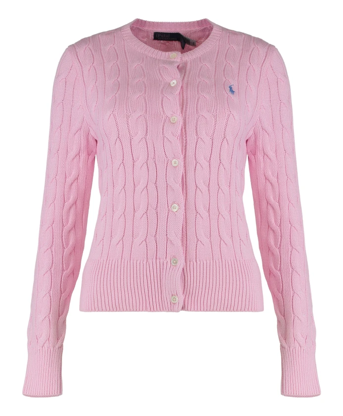 

Хлопковый кардиган крупной вязки Polo Ralph Lauren, розовый