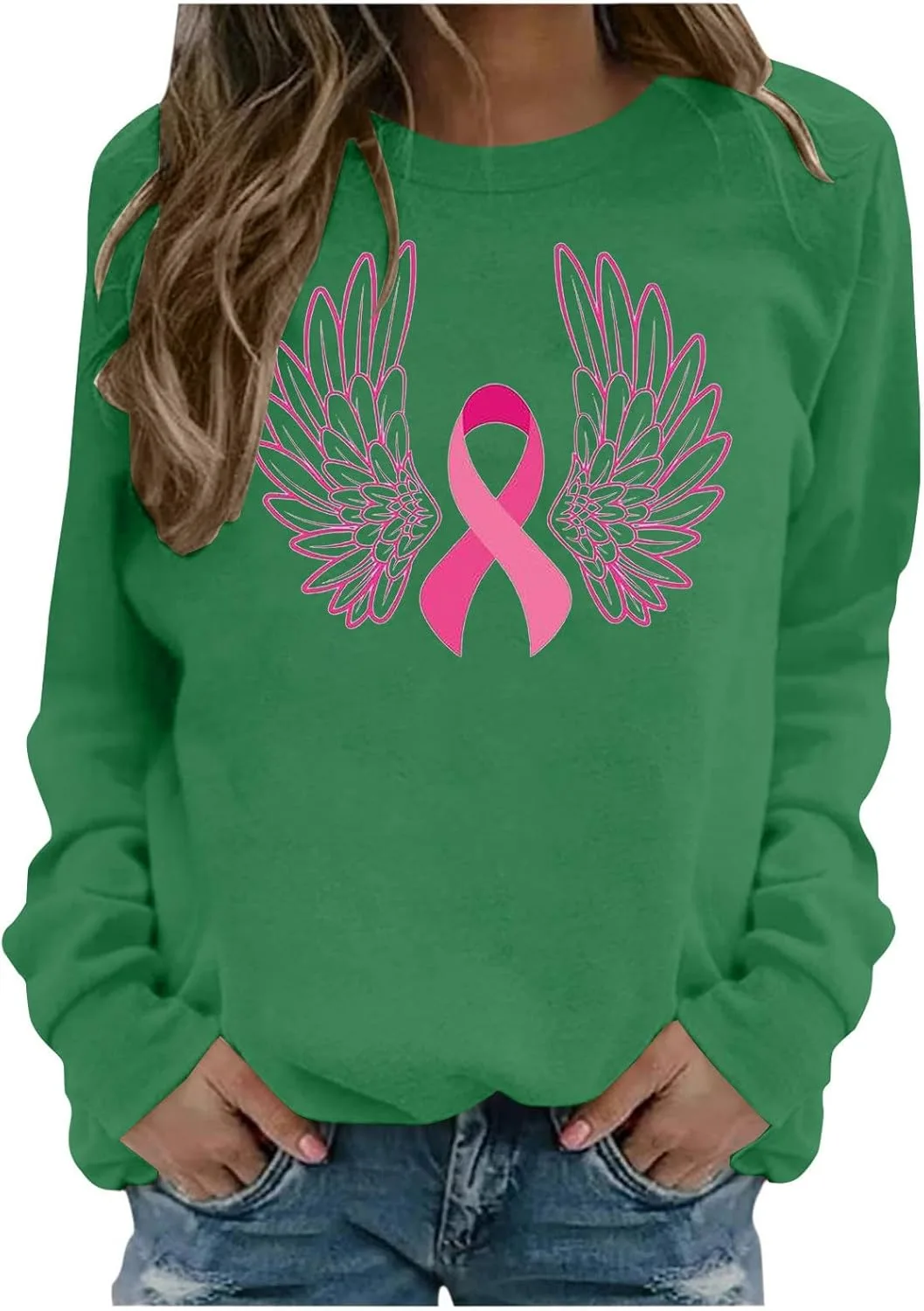 

Толстовка Mzkdieey с розовой лентой и крыльями для осведомленности о раке груди