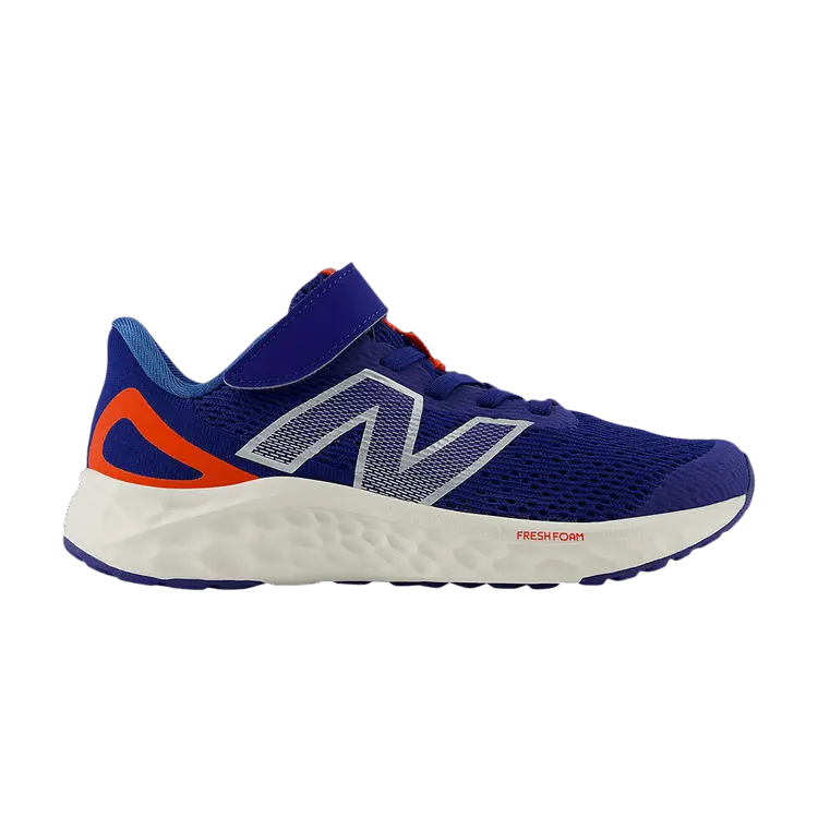 

Кроссовки New Balance Fresh Foam Arishi v4 Bungee Lace Top Strap Little Kid 'Inkwell Neo Flame', синий