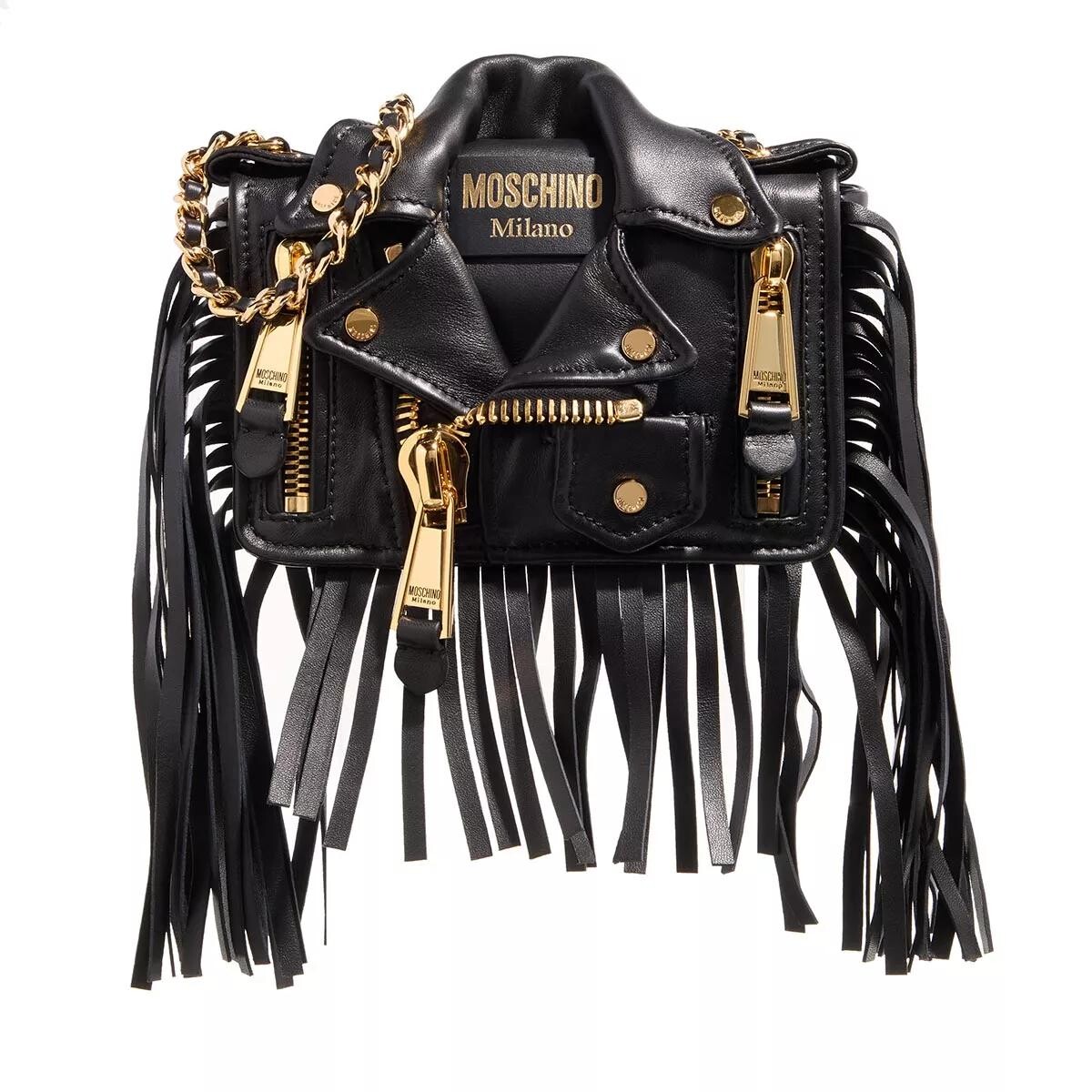 

Байкерская сумка fantasia nero с бахромой Moschino, черный