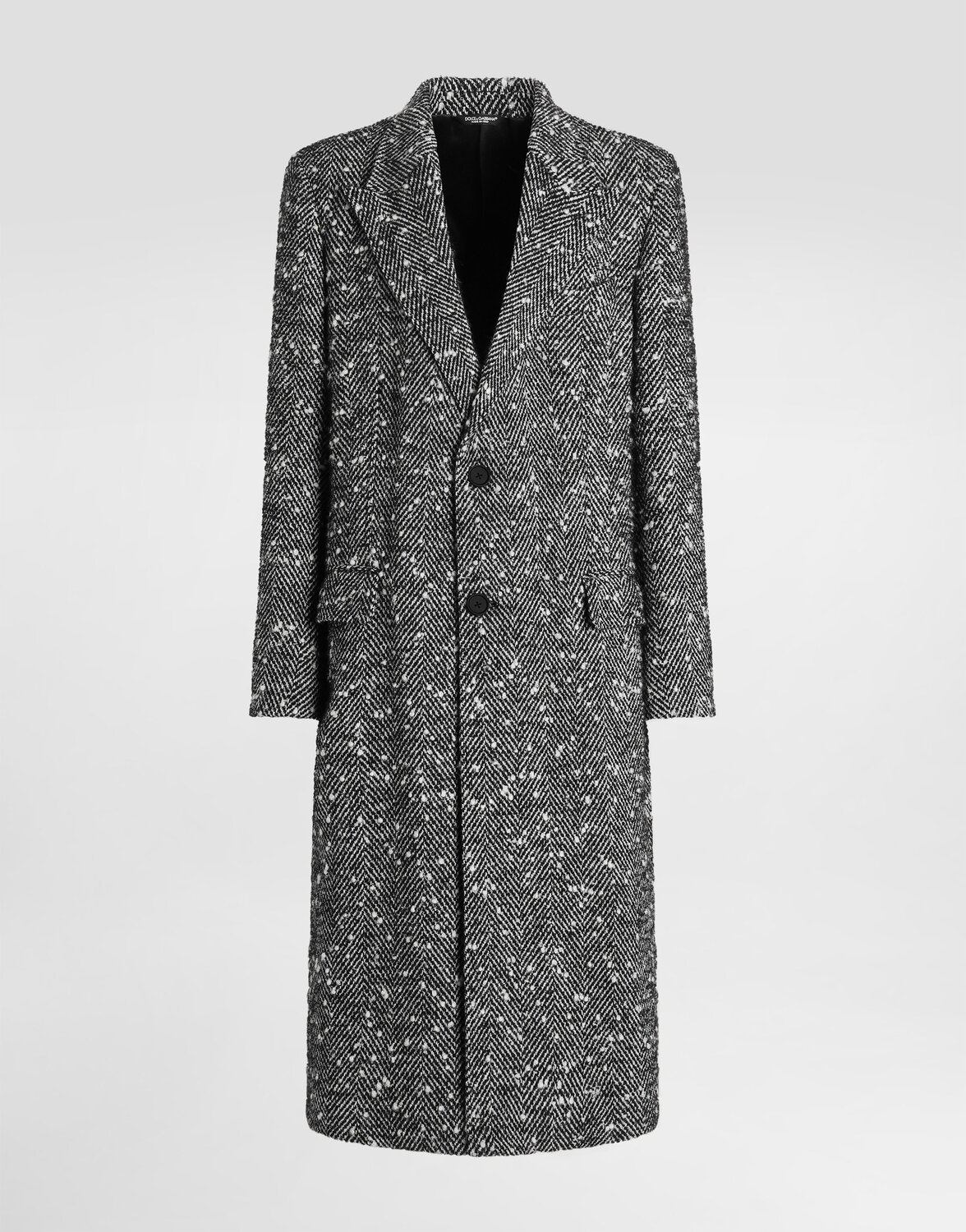 

Двубортное пальто из шерстяной смеси с елочным узором Dolce & Gabbana, мультиколор