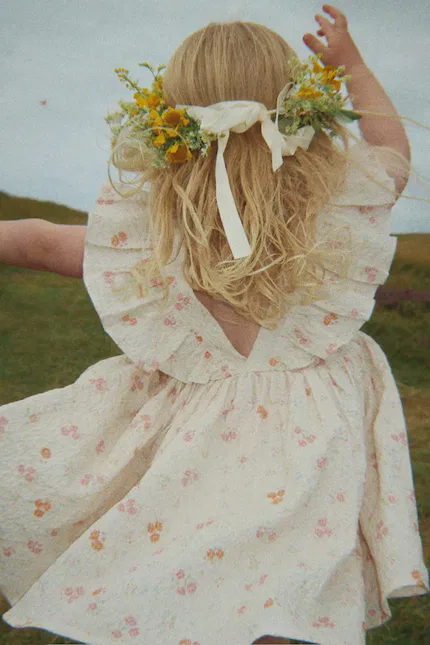 Платье с воланами ELIN FRILL DRESS GOTS Konges Sløjd, бежевый