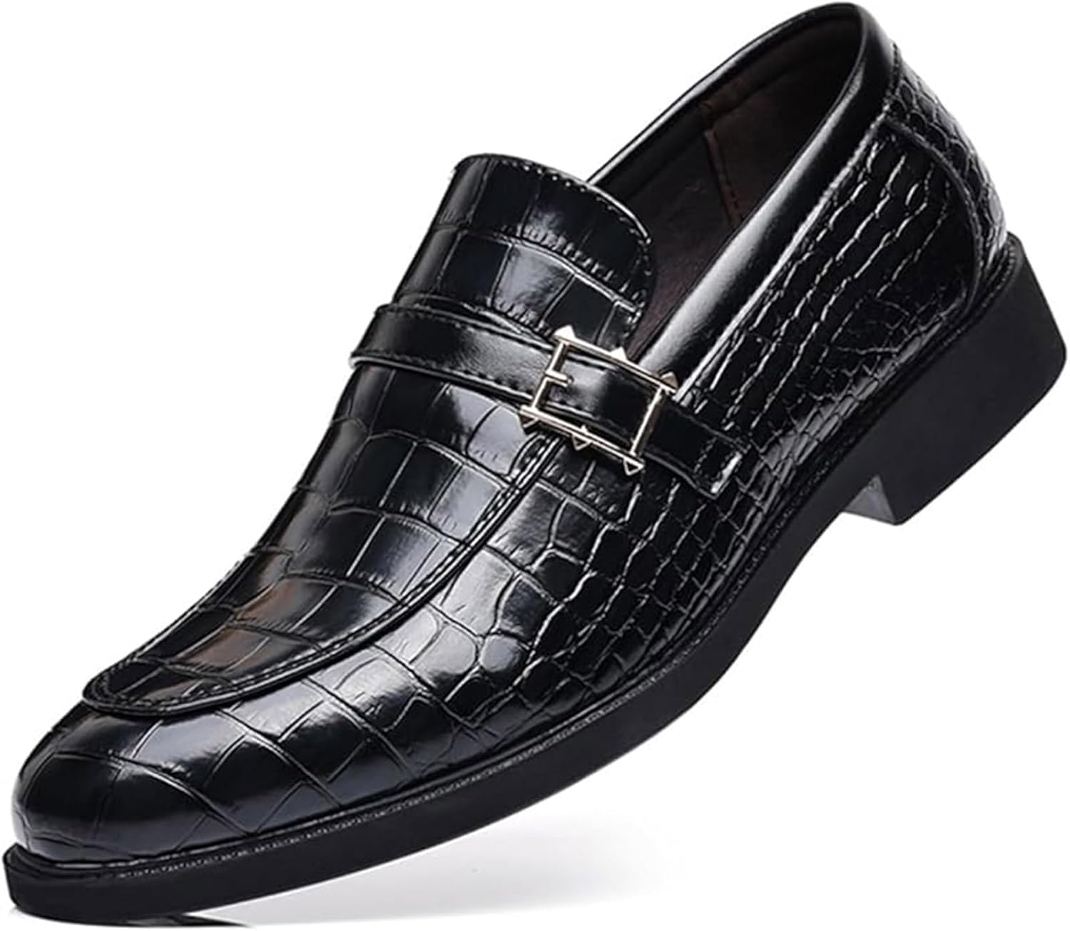 

Мужские винтажные лоферы с тиснением под крокодила без шнурков, формальные кожаные деловые повседневные туфли Xinduoyu, черный