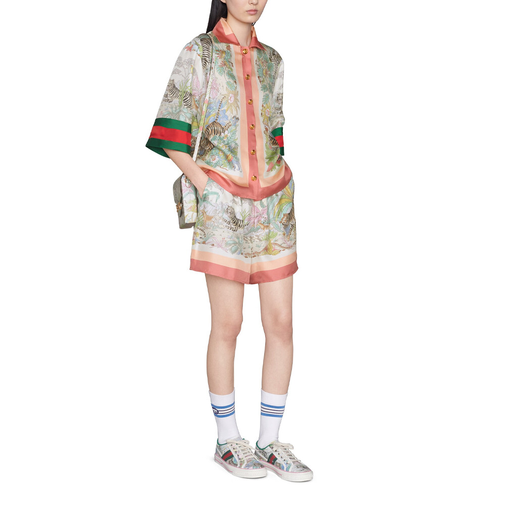 Рубашка женская Gucci Классическая, Премиальный бренд, Белый — фото 4