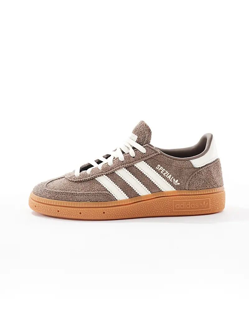 Коричнево-белые кроссовки на резиновой подошве Handball Spezial adidas Originals — фото 2