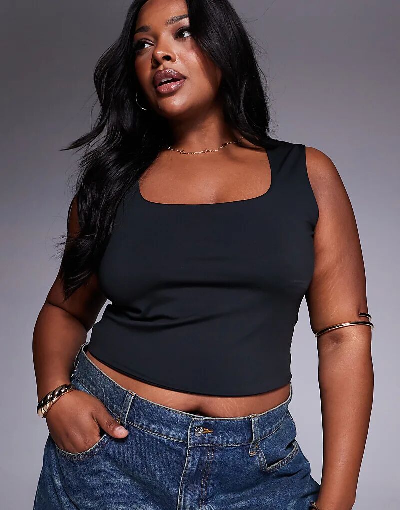 

Майка-топ с широкими бретелями ASOS DESIGN Curve черного цвета Asos Curve
