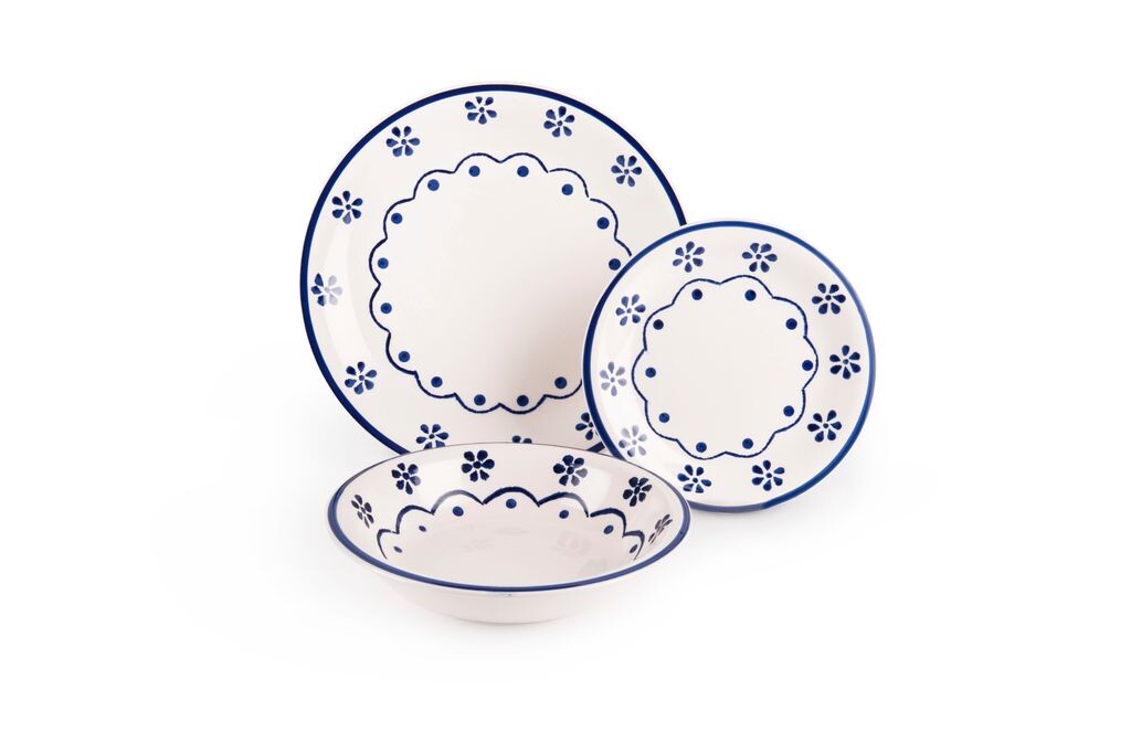 

Набор посуды Excelsa 18 предм. Old Cottage керамика синий и белый