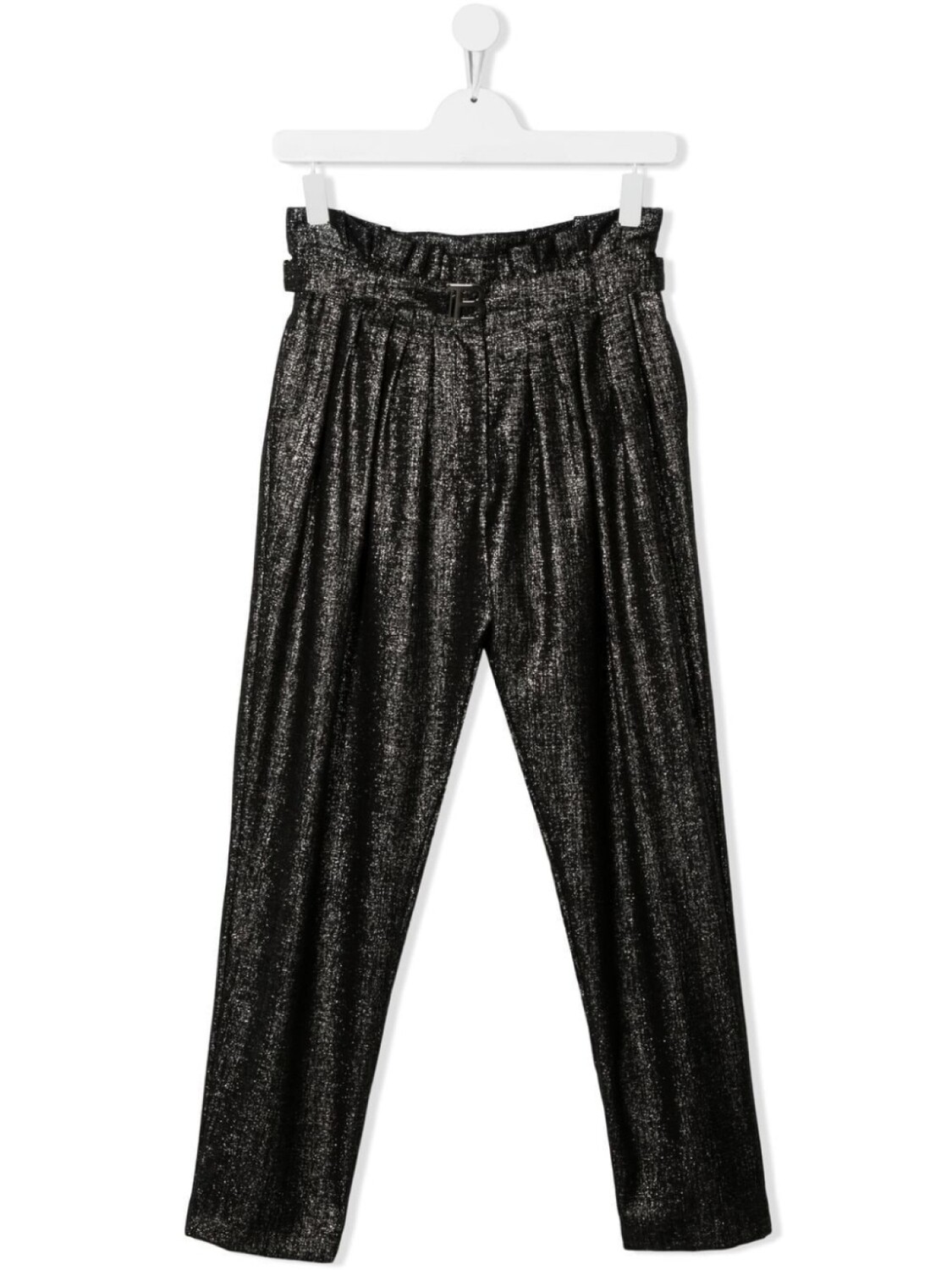 

Balmain Kids брюки с поясом и эффектом металлик, черный