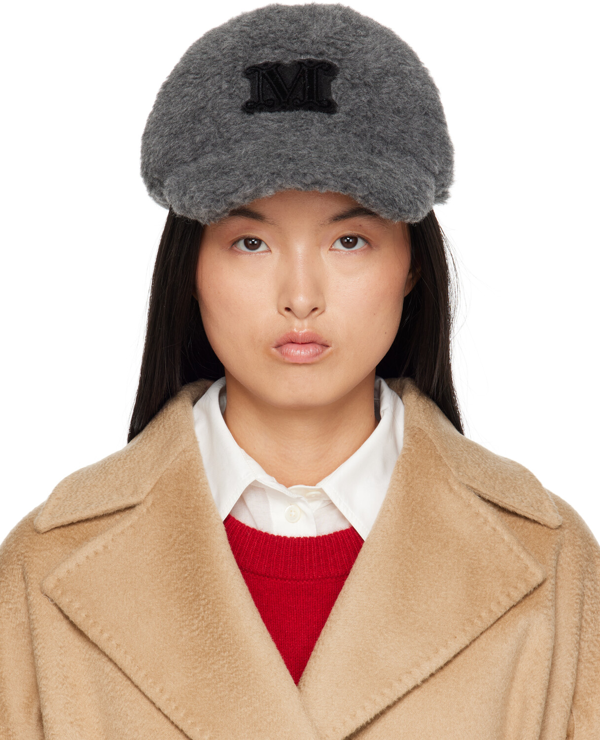 

Кепка из серой меланжевой ткани Тедди Max Mara