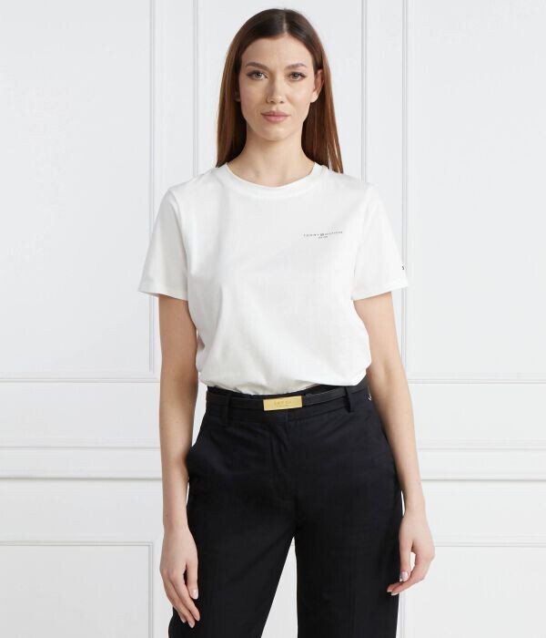 Футболка женская Tommy Hilfiger 1985 хлопковая однотонная, белый — фото 3