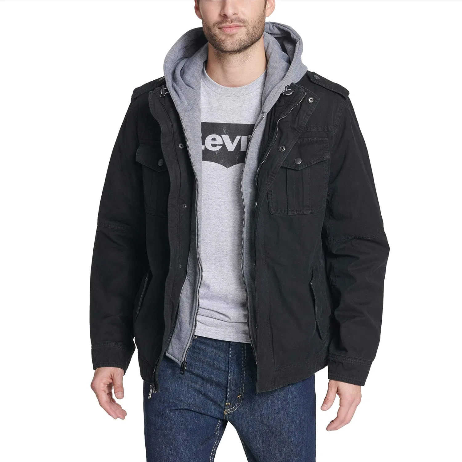 Куртка военная хлопковая Levi's, Black/Quilted Lining — фото 3