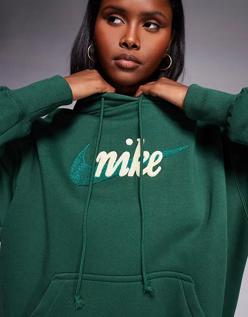 Худи Nike Phoenix Fleece с увеличенным логотипом, зеленый — фото 2