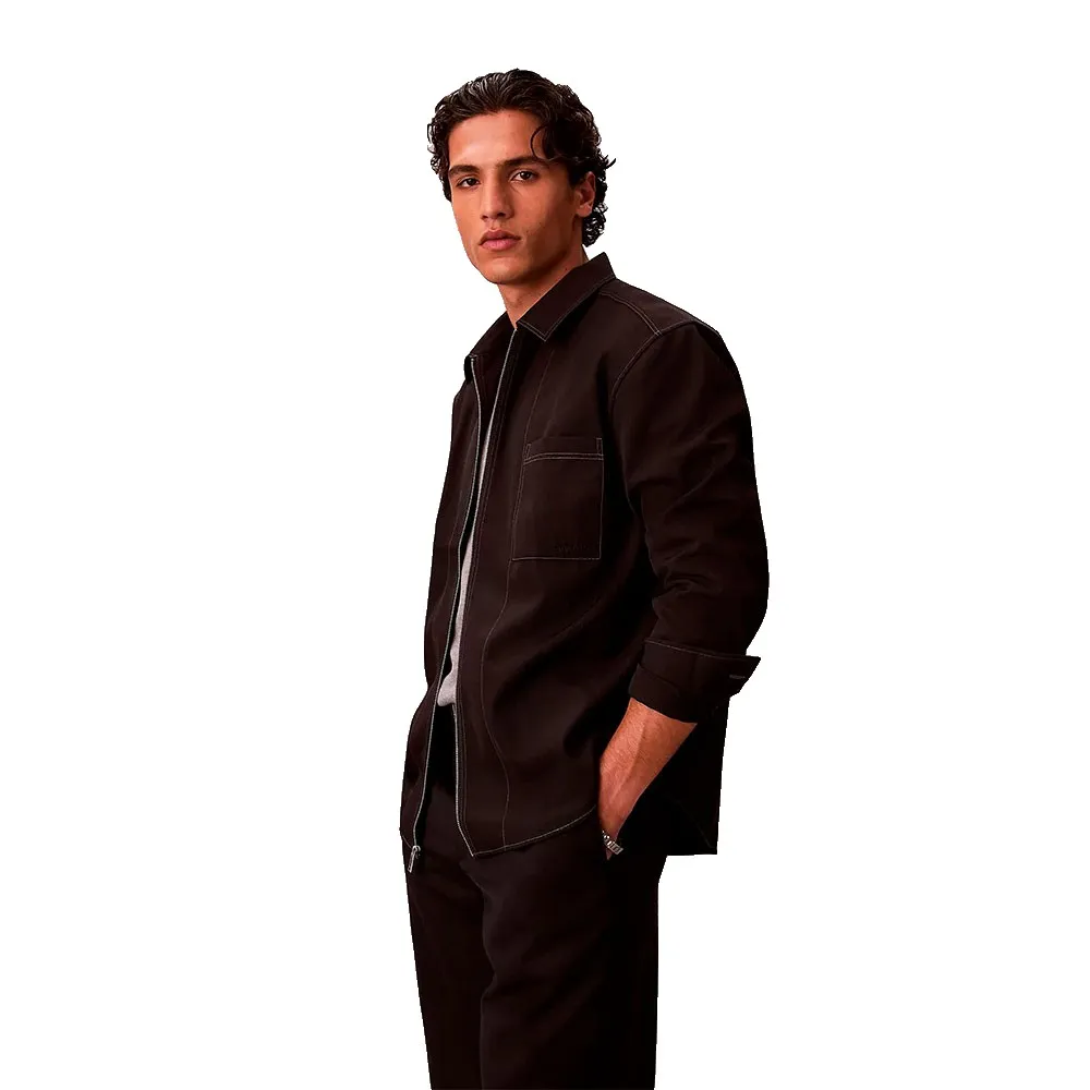 

Рубашка-куртка Calvin Klein из габардина свободного кроя, коричневый