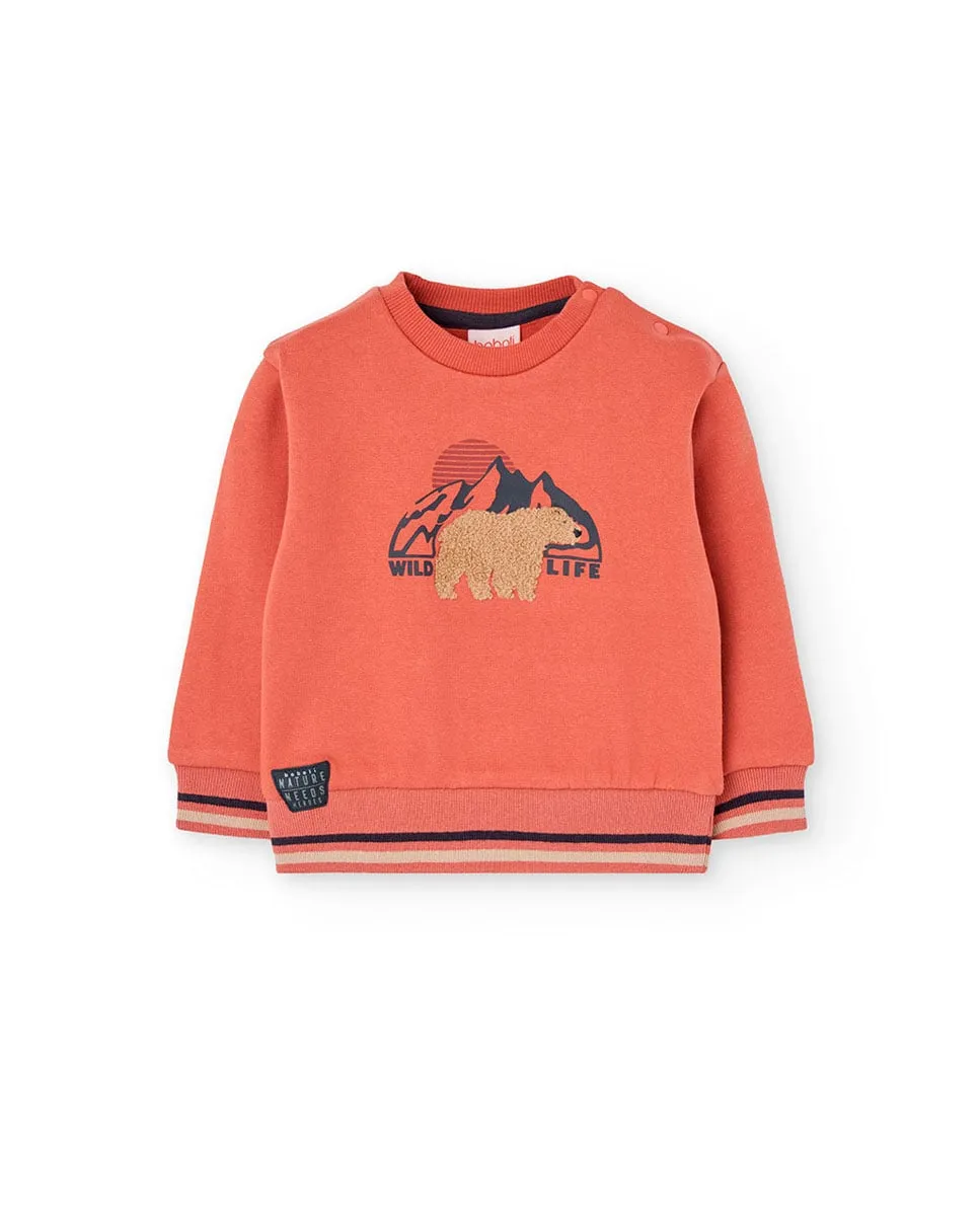 

Детская толстовка с рисунком на передней части и круглым вырезом Boboli, оранжевый