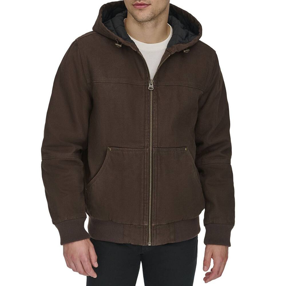 

Мужская хлопковая рабочая куртка-бомбер Levi's с капюшоном, цвет Chocolate Brown, Коричневый, Мужская хлопковая рабочая куртка-бомбер Levi's с капюшоном, цвет Chocolate Brown