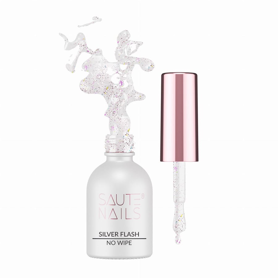 

Гибридный топ SAUTE NAILS SILVER FLASH TOP NO WIPE - 8 мл
