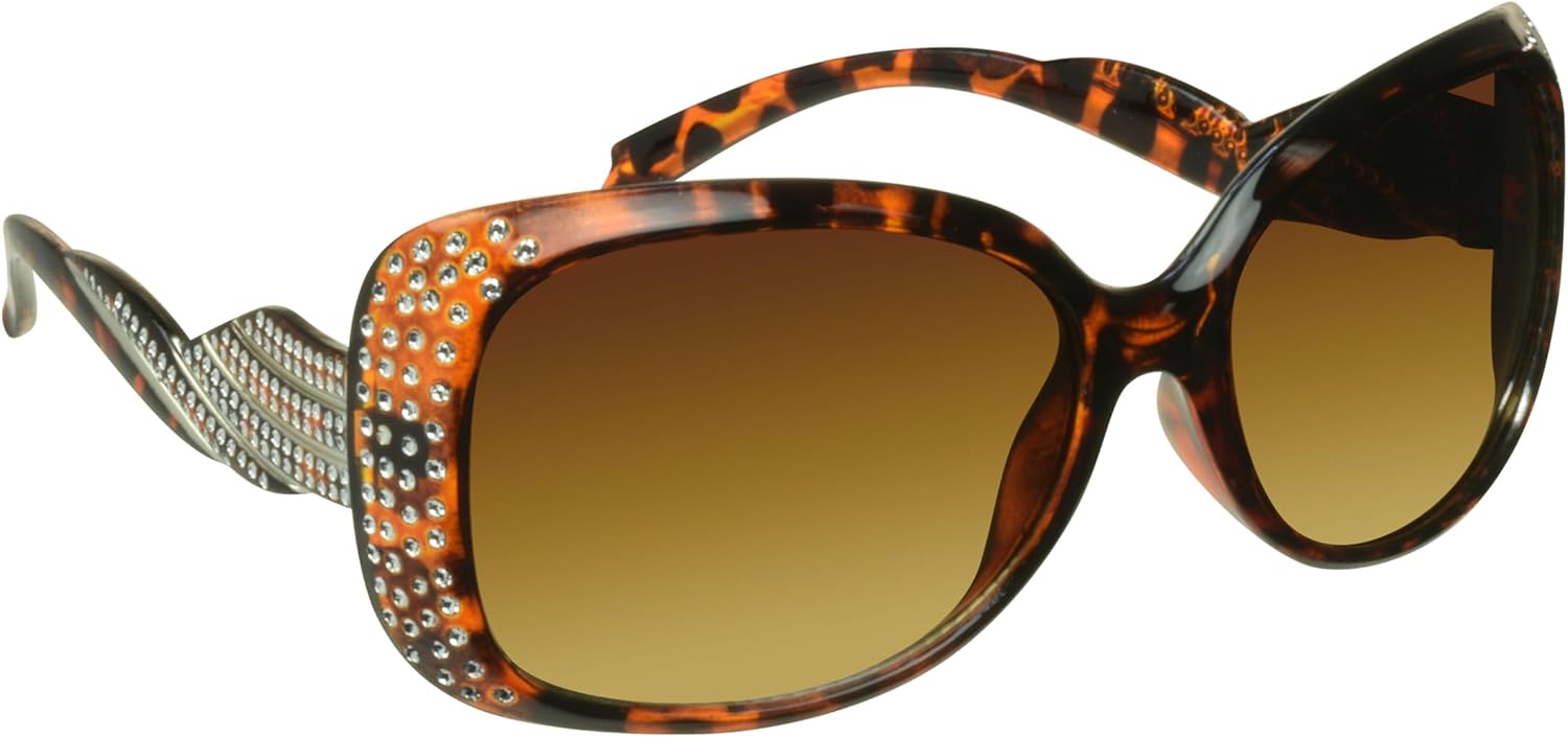 

proSPORT Женские стильные солнцезащитные очки большого размера с крупными стразами в виде серебряной бабочки и кристаллами, модные и блестящие, Hollywood - Tortoise W/ Brown Lens