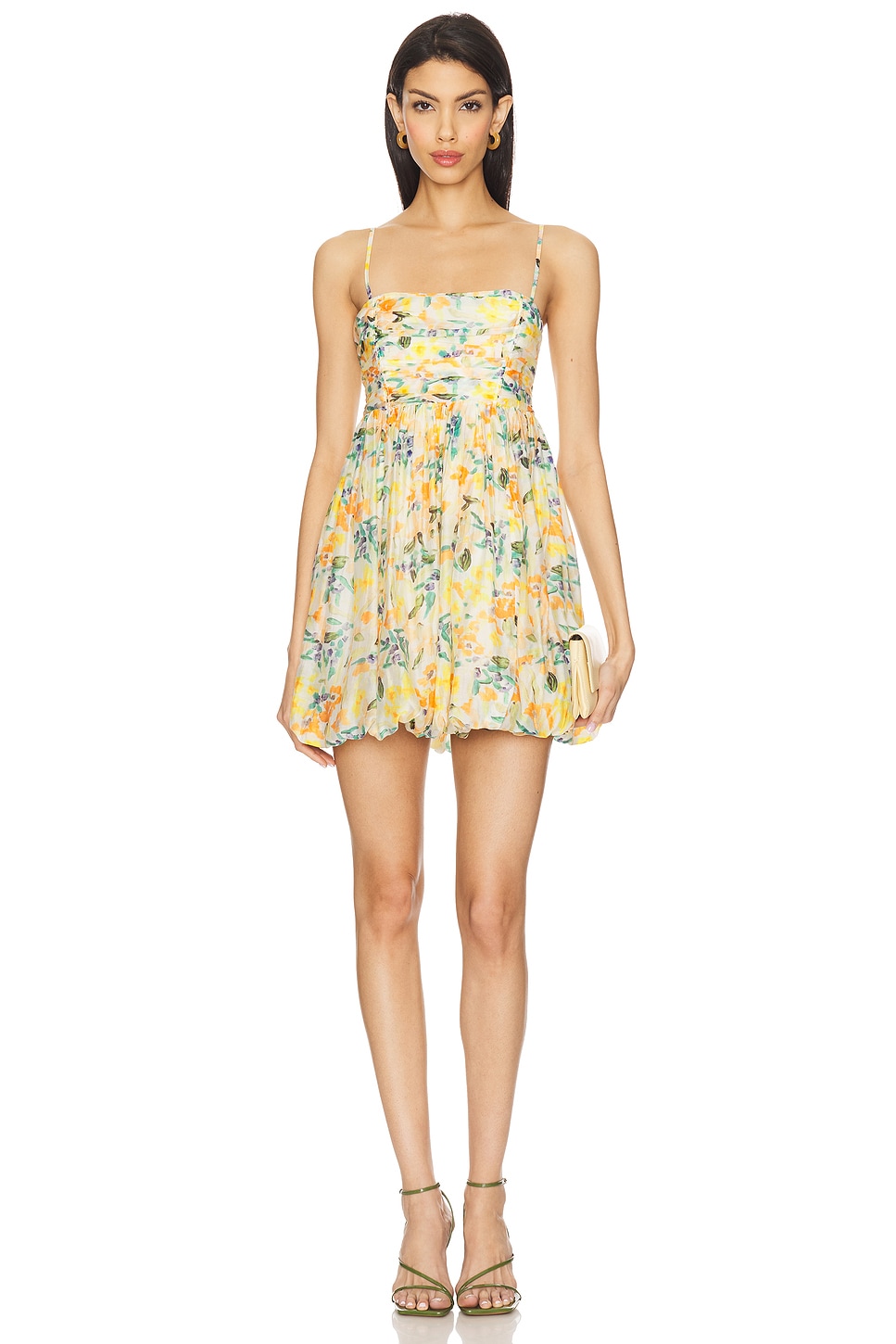 

Мини-платье с бублик-юбкой Astr The Label, orange multi floral