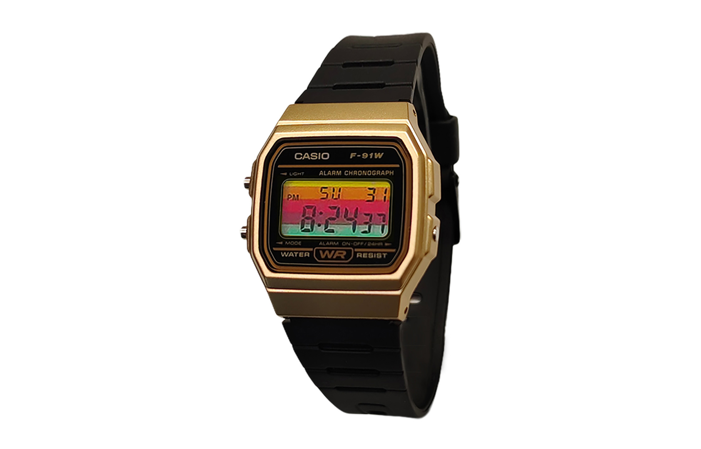 

CASIO Часы Retrofit Series Quartz Movement Resin Strap Watch Men's Watch Black Dial, Black Dial Multicolor Horizontal Stripes