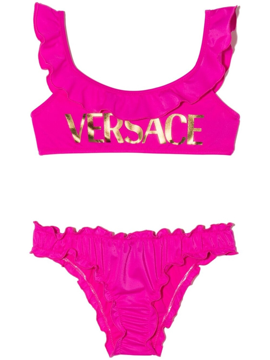 

Versace Kids бикини с логотипом и сборками, розовый