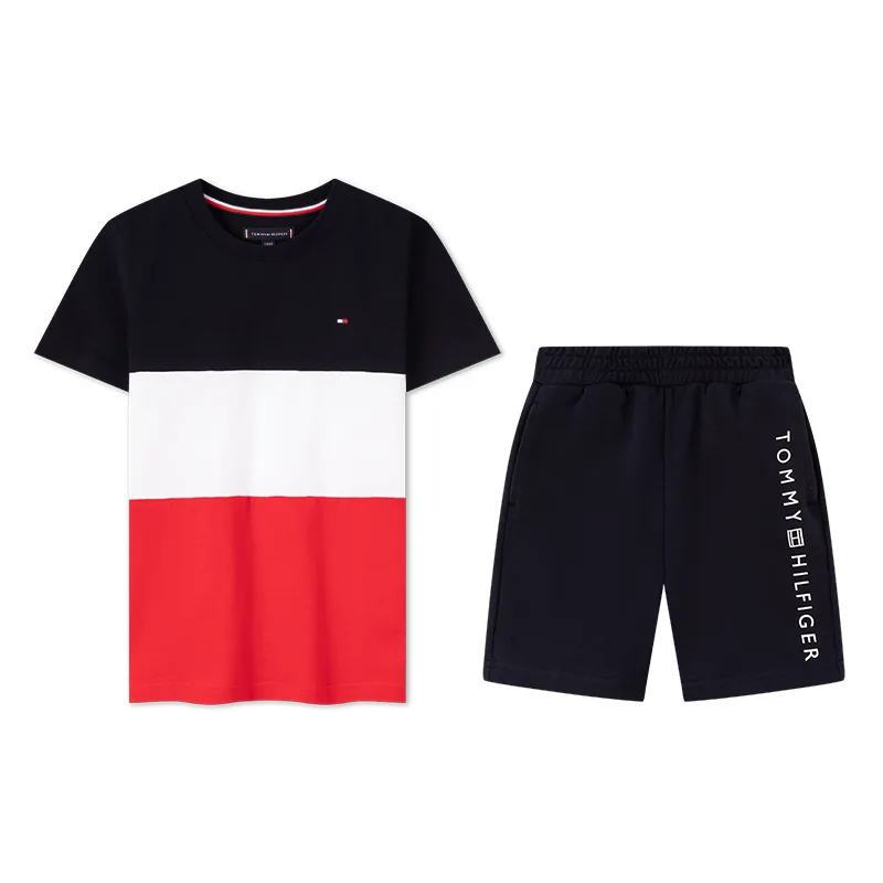 Tommy Hilfiger Повседневный спортивный костюм красный, черный, белый и разноцветный/темно-синий для детей