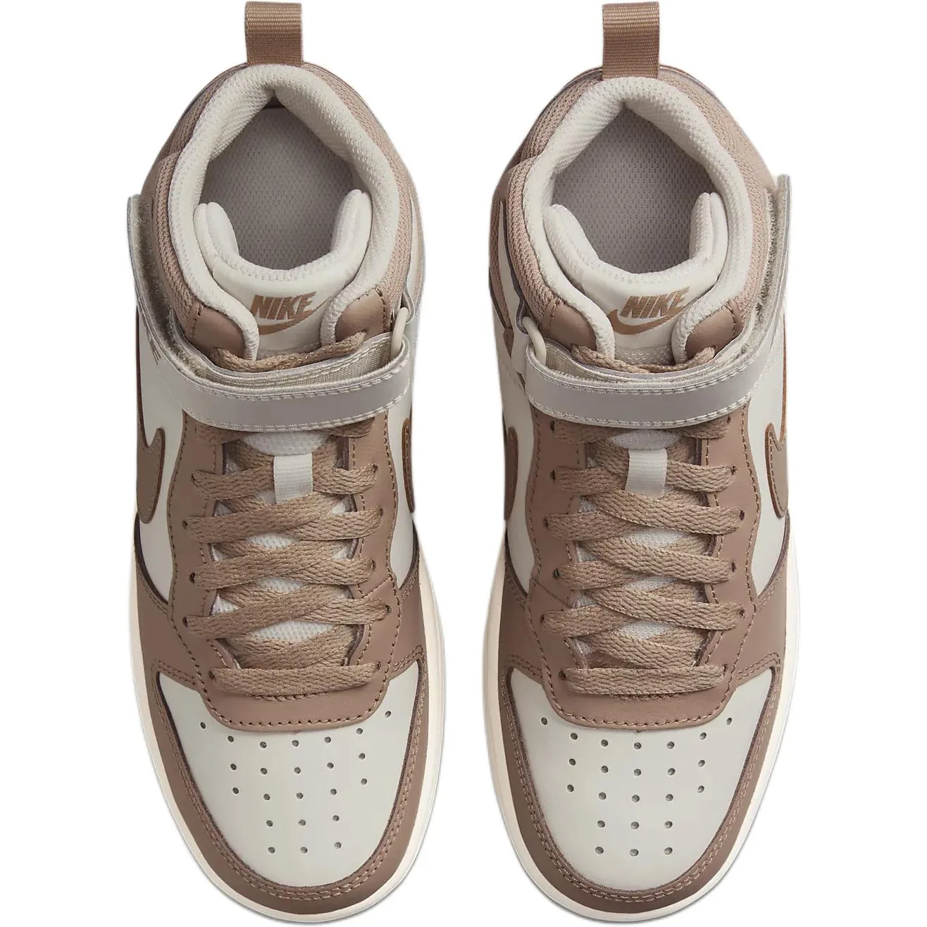 Nike Кроссовки для скейтбординга Court Borough Slip Resistant Abrasion Resistant Mid top детские бело-коричневые — фото 4