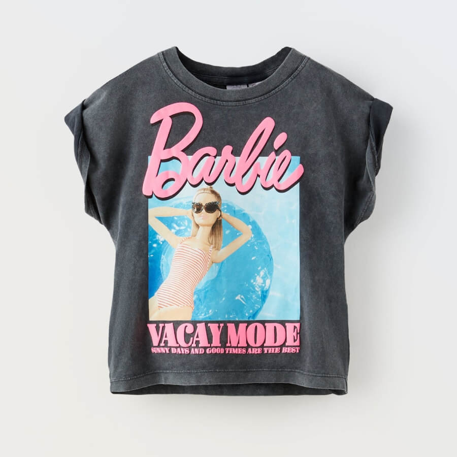 

Футболка для девочки Zara Barbie Mattel, темно-серый