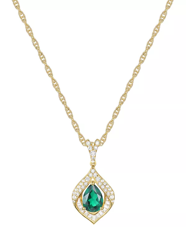 

Ожерелье с подвеской 18 дюймов из стерлингового серебра (также с другими драгоценными камнями) в оправе из выращенных в лаборатории синих сапфиров (3/4 карата, tw) и выращенных в лаборатории белых сапфиров (1/3 карата, tw) Macy'S, emerald