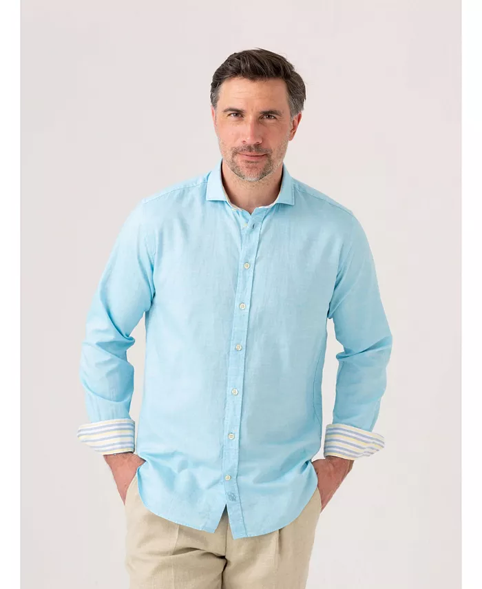 

Мужская хлопковая рубашка с длинными рукавами из льна Koy Clothing, синий